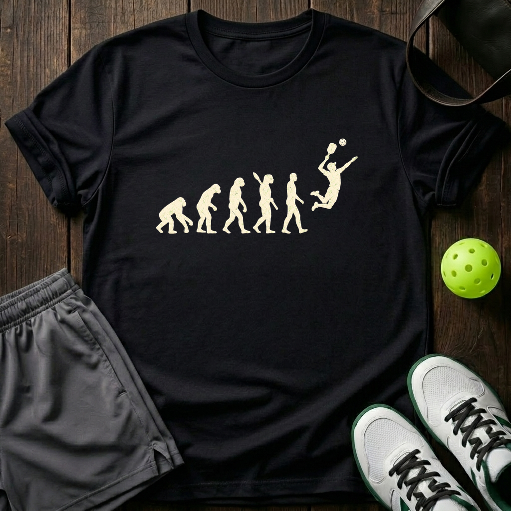 Pickleball Evolution T-Shirt — Black