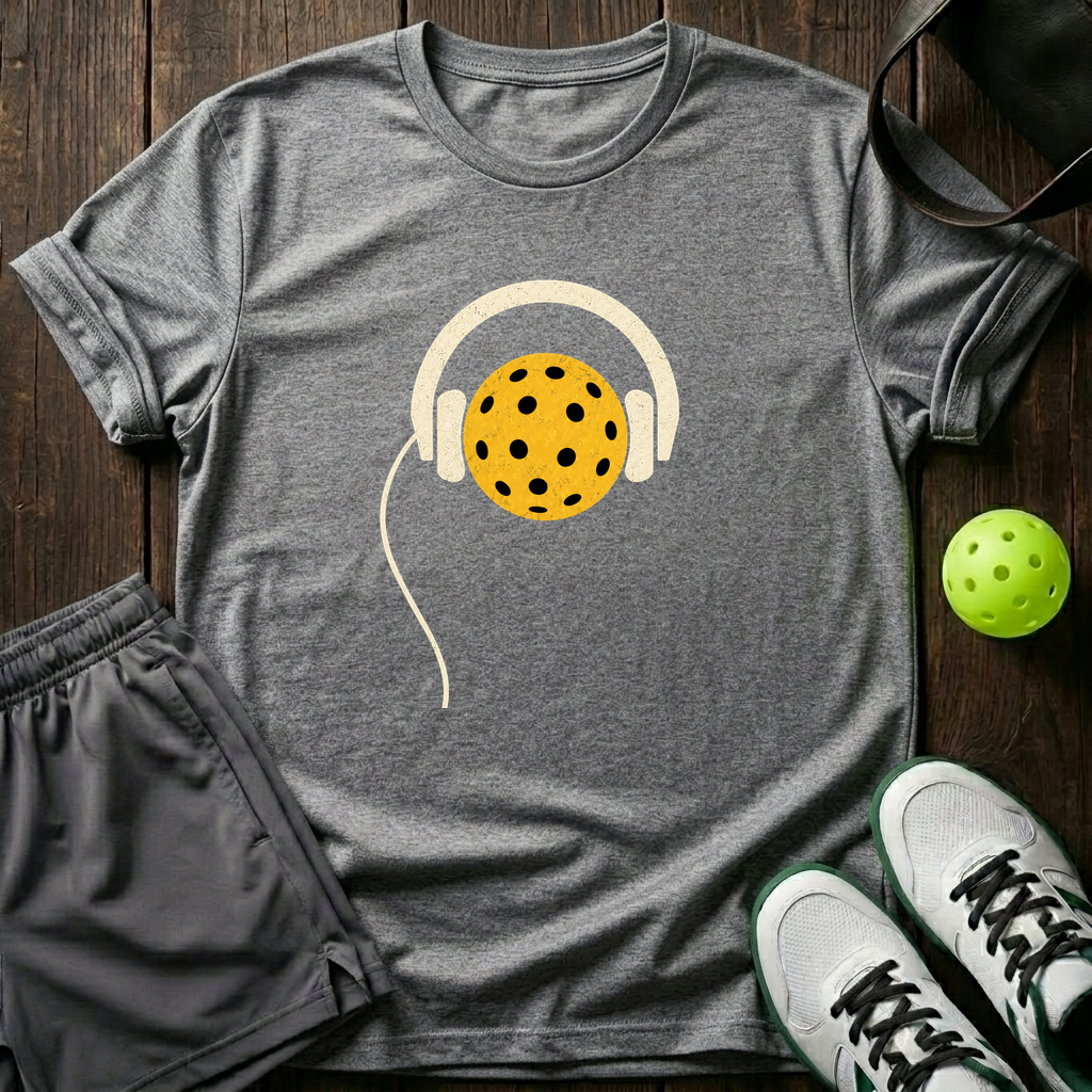 Pickleball Headphones T-Shirt — Sport Grey