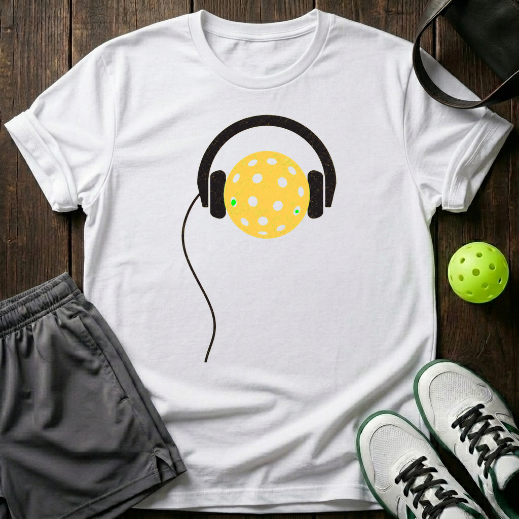 Pickleball Headphones T-Shirt — White