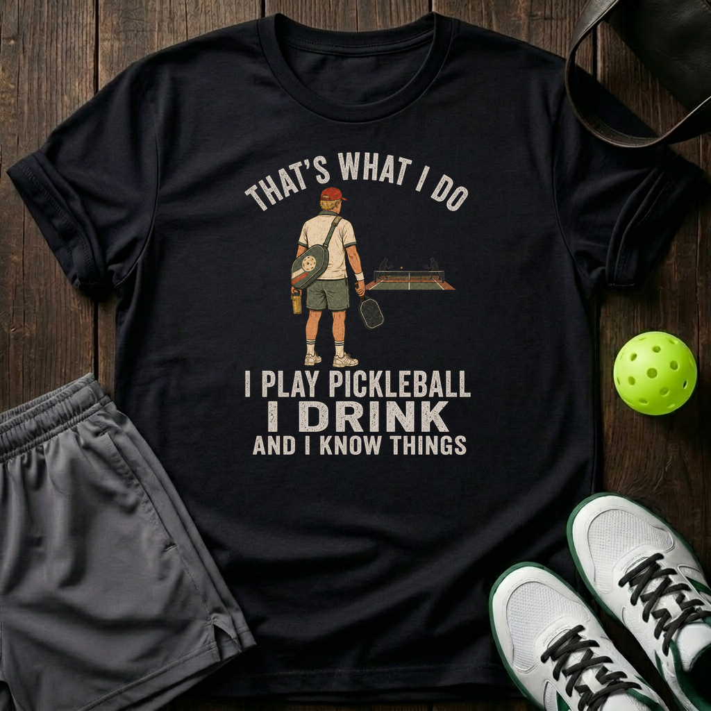 Tha's What I Do I Play Pickleball I Drink T-Shirt — Black