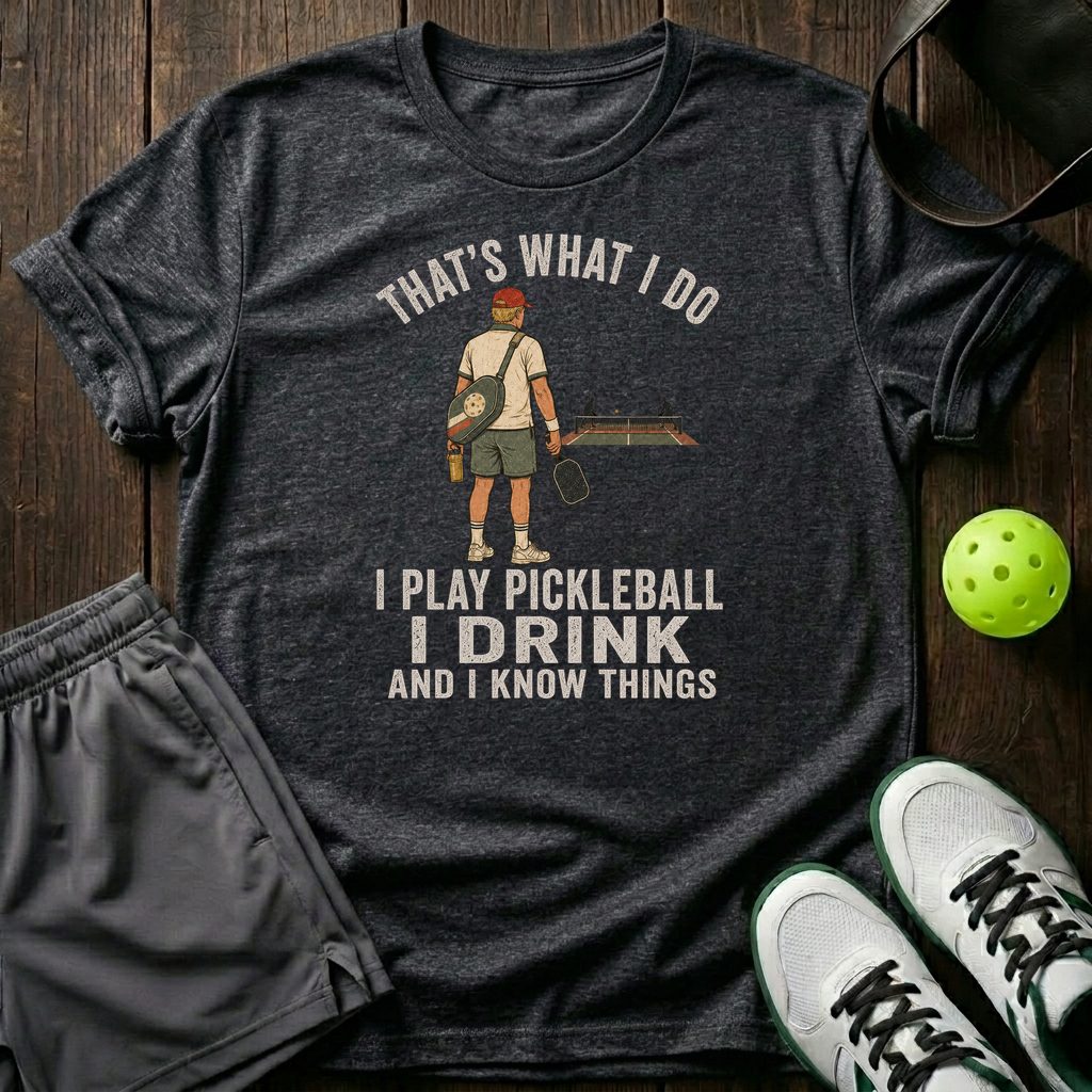 Tha's What I Do I Play Pickleball I Drink T-Shirt — Dark Heather