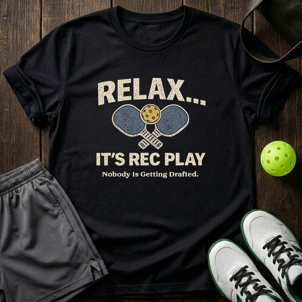 Relax It's Rec Play Nobody Is Getting Drafted T-Shirt — Black