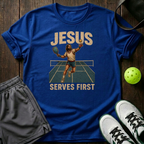 Jesus Serves First T-Shirt — Royal