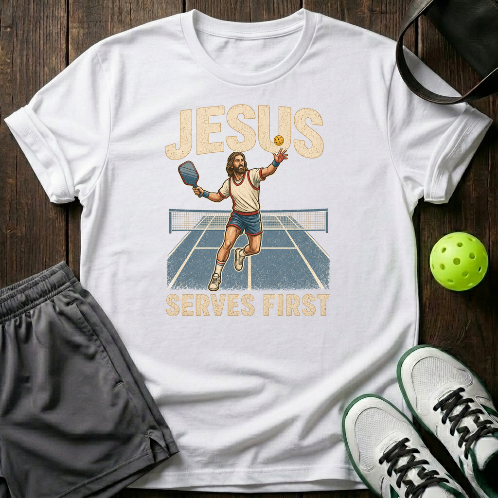 Jesus Serves First T-Shirt — White