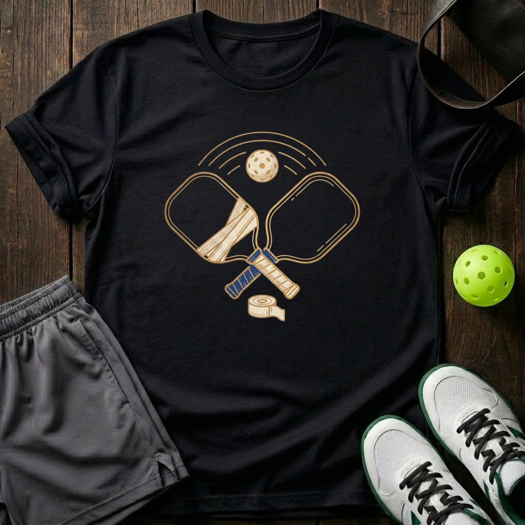 Crossed Paddles Retro Gold Illustration Graphic T-Shirt