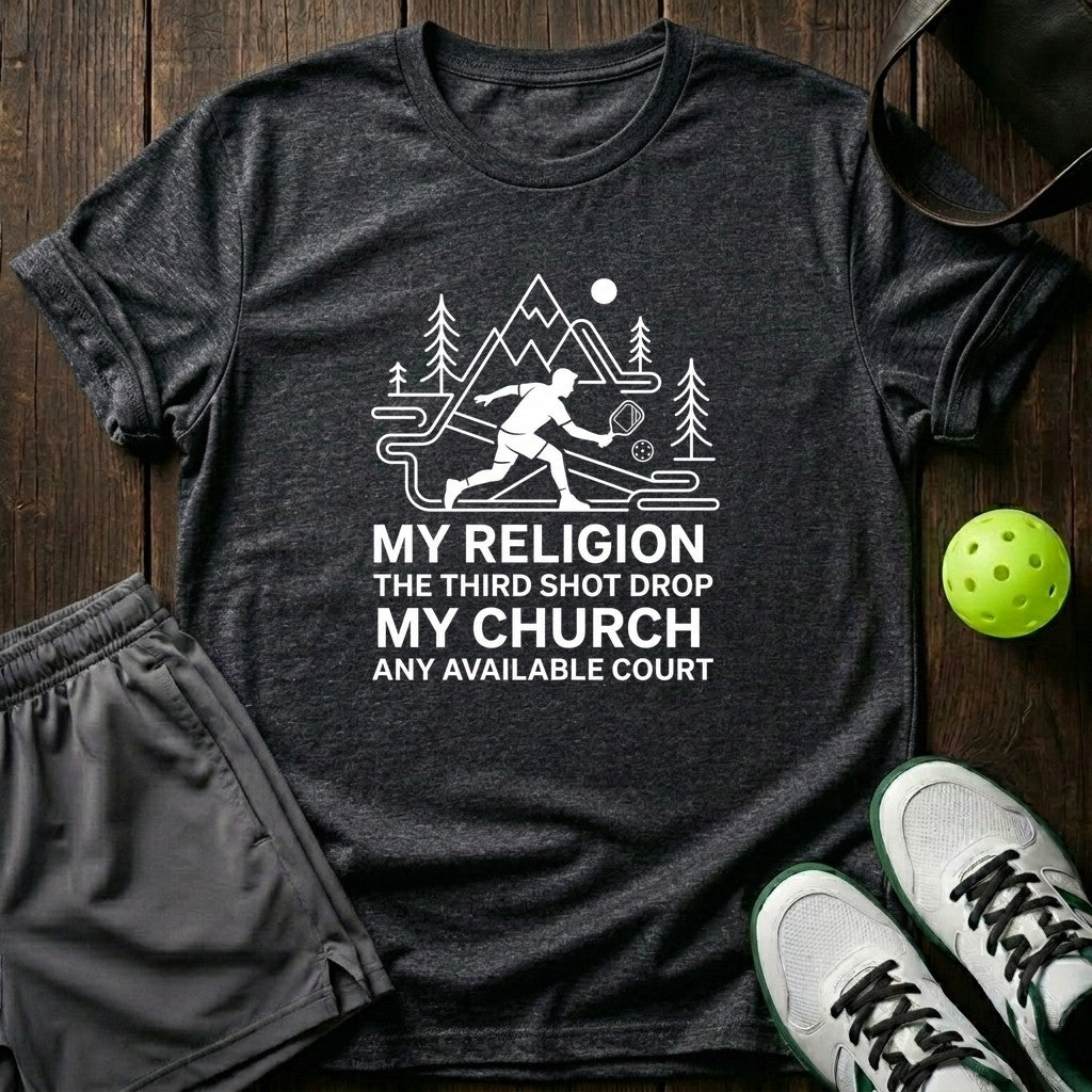 My Religion The Third Shot Drop My Church Any Available Court T-Shirt