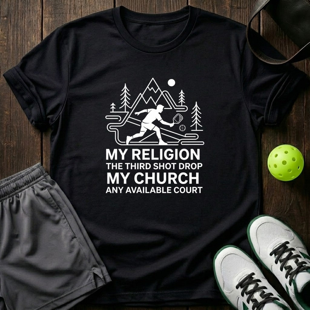 My Religion The Third Shot Drop My Church Any Available Court T-Shirt