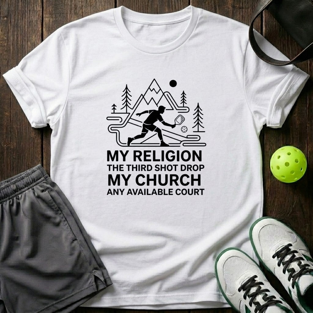 My Religion The Third Shot Drop My Church Any Available Court T-Shirt