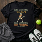 Real Granmas Play Pickleball T-Shirt — Black