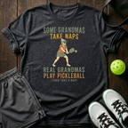 Real Granmas Play Pickleball T-Shirt — Dark Heather