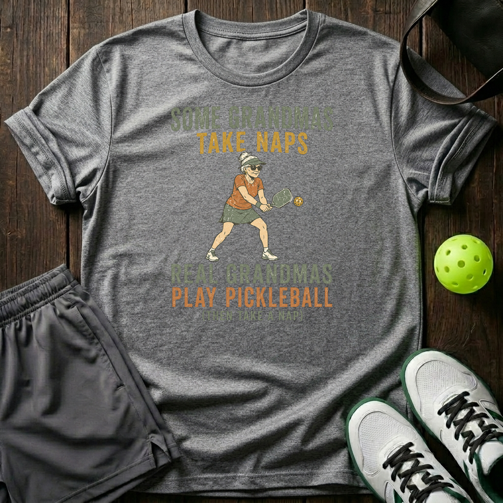 Real Granmas Play Pickleball T-Shirt — Sport Grey