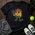 Hawaiian Pickleball Mascot Hula Skirt Crocs T-Shirt — Black