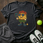 Hawaiian Pickleball Mascot Hula Skirt Crocs T-Shirt — Dark Heather