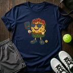 Hawaiian Pickleball Mascot Hula Skirt Crocs T-Shirt — Navy