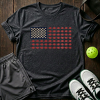 American Flag Made Of Paddles And Balls T-Shirt — Dark Heather