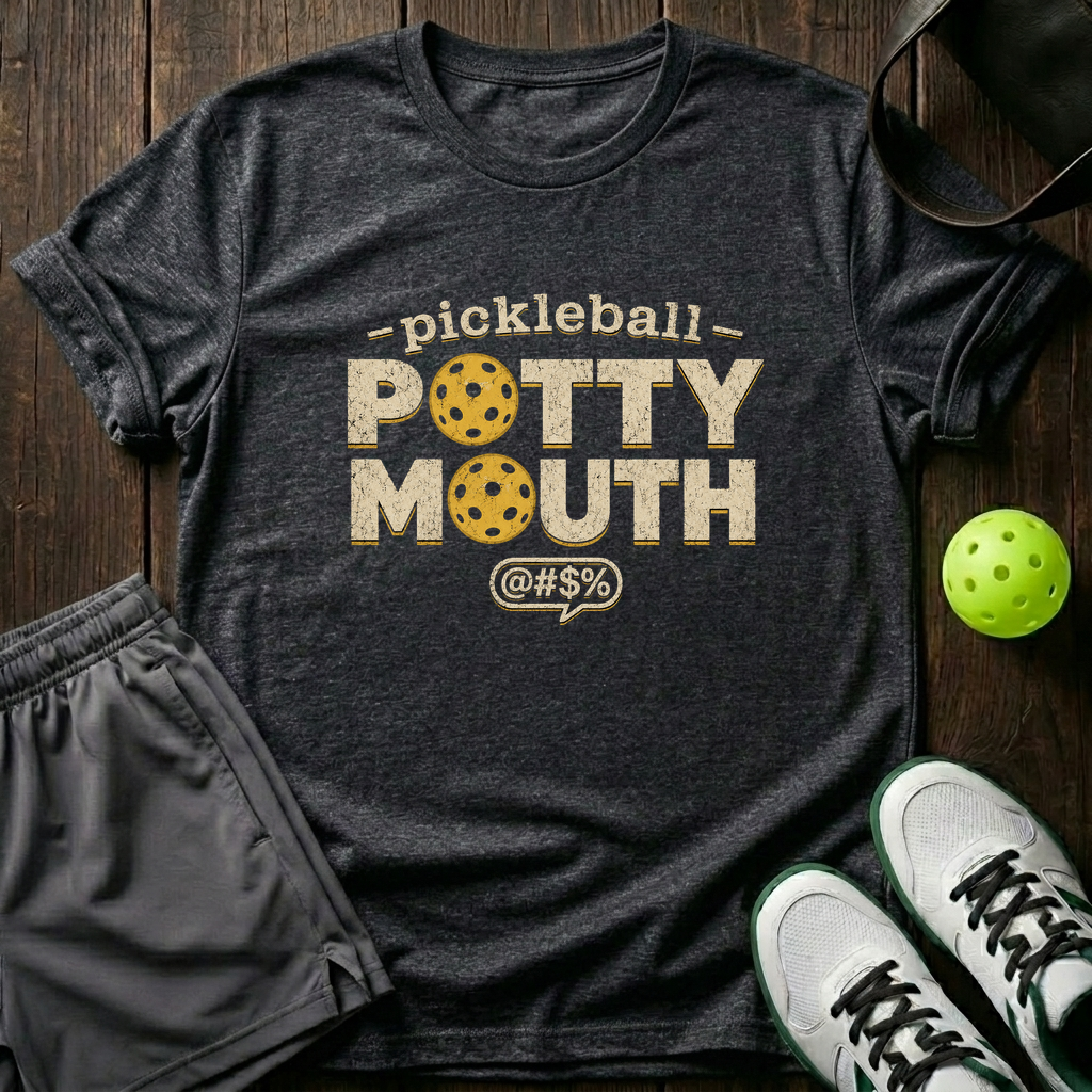 Pickleball Potty Mouth T-Shirt — Dark Heather
