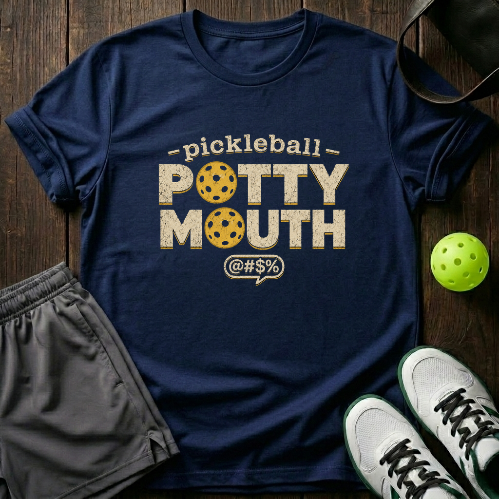 Pickleball Potty Mouth T-Shirt — Navy