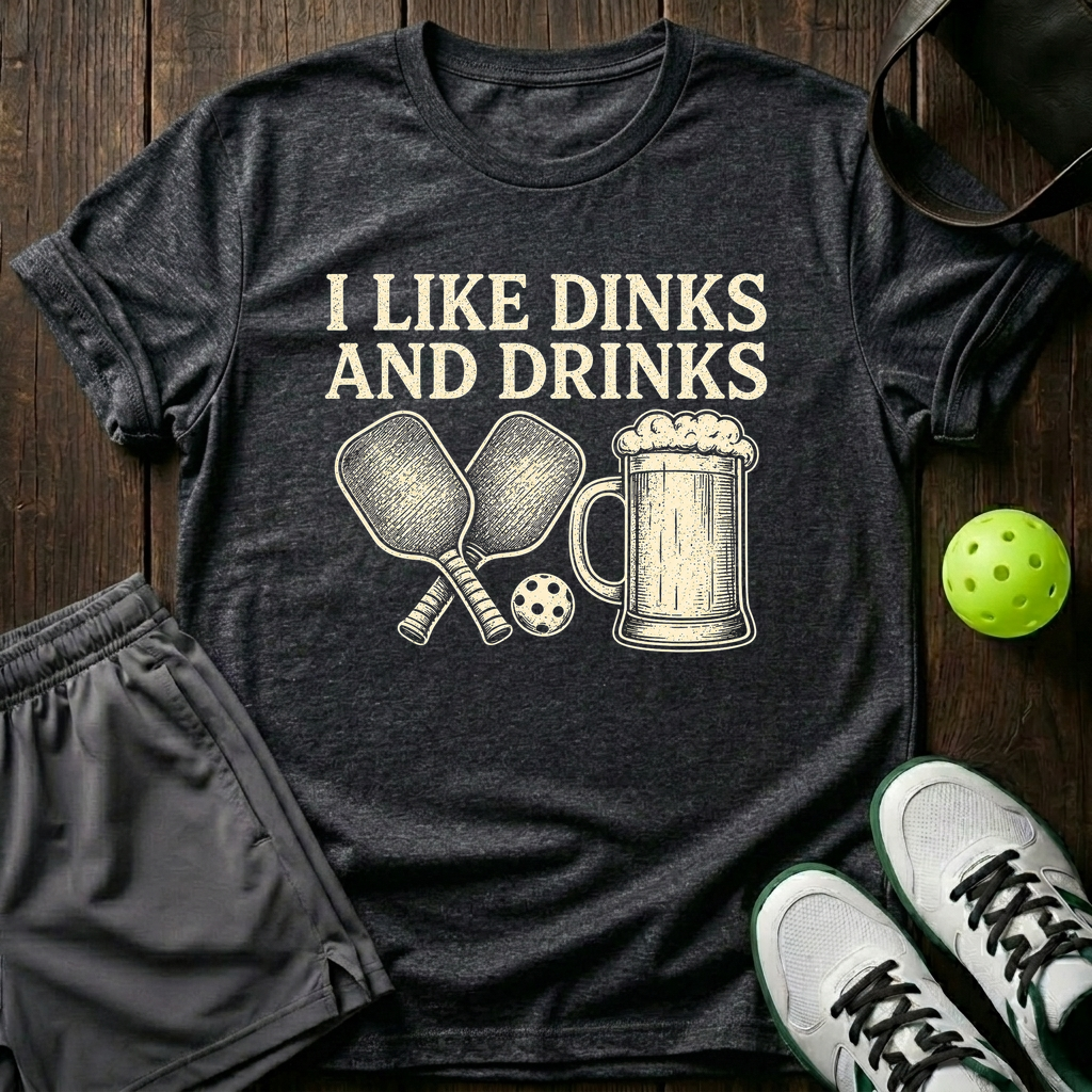 I Like Dinks And Drinks T-Shirt — Dark Heather