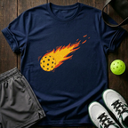 Flaming Pickleball T-Shirt — Navy