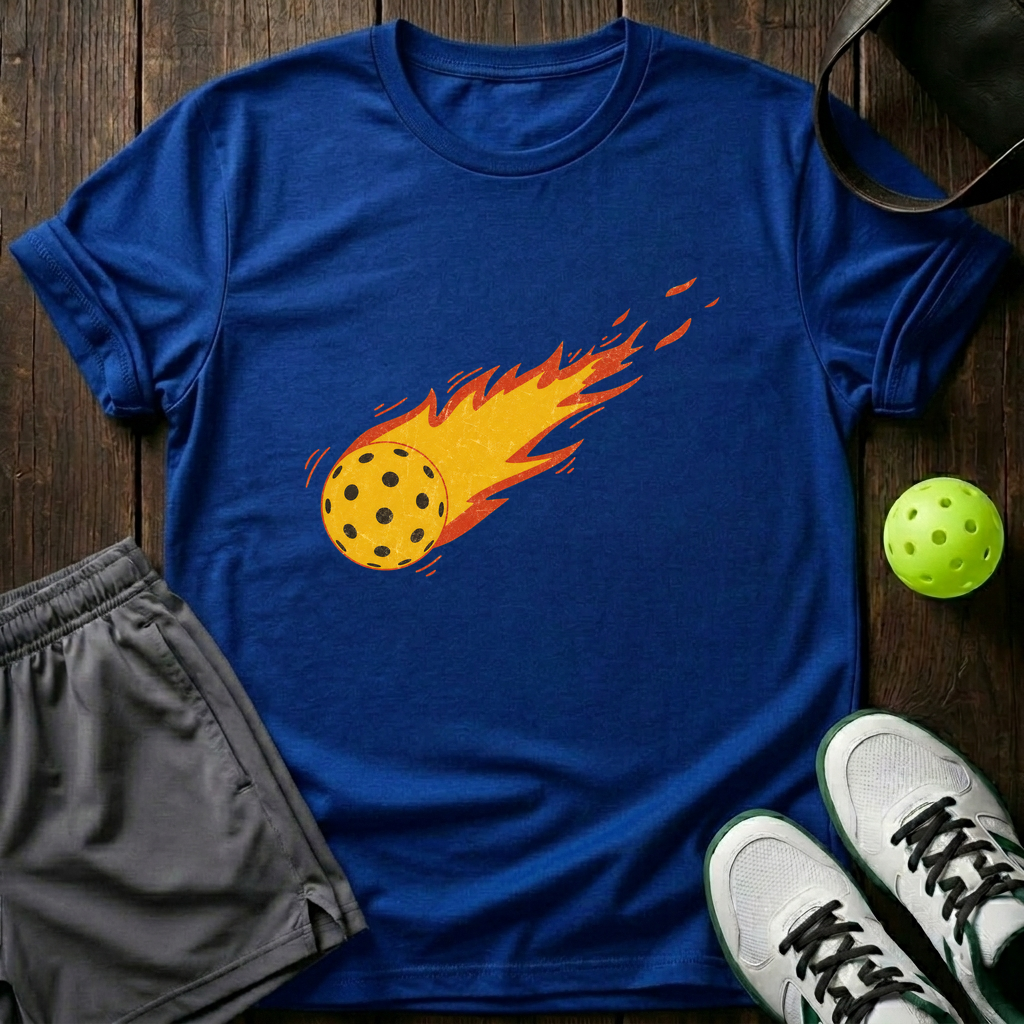 Flaming Pickleball T-Shirt — Royal