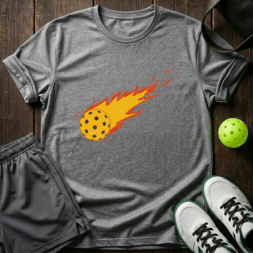 Flaming Pickleball T-Shirt — Sport Grey