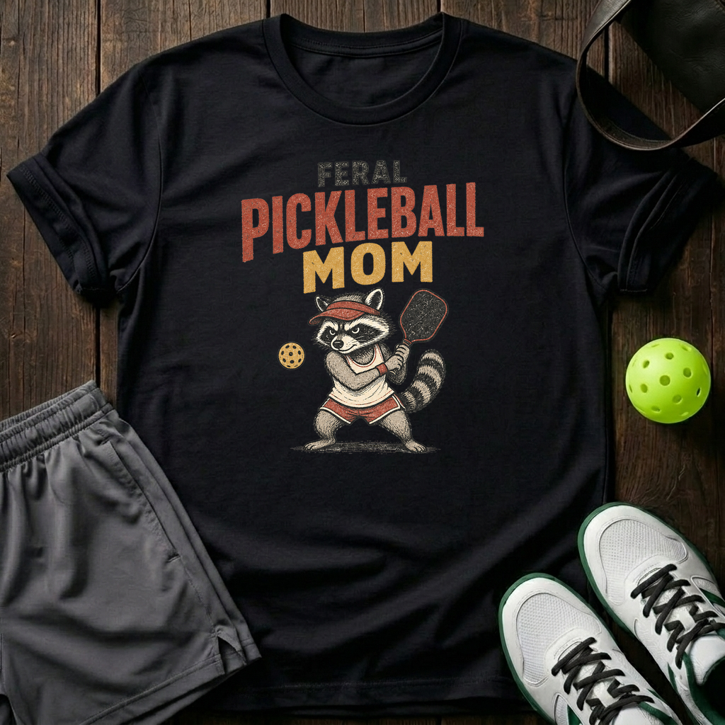 Feral Pickleball Mom T-Shirt — Black