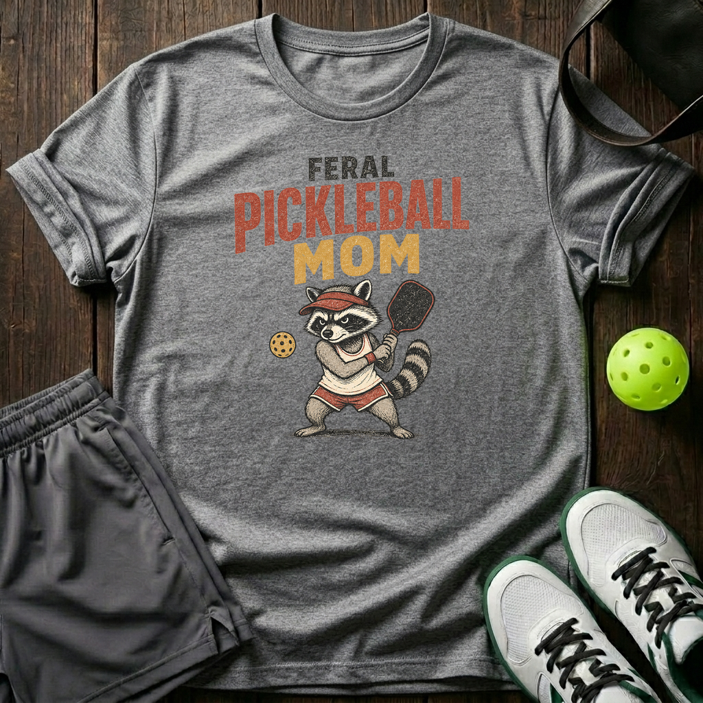 Feral Pickleball Mom T-Shirt — Sport Grey