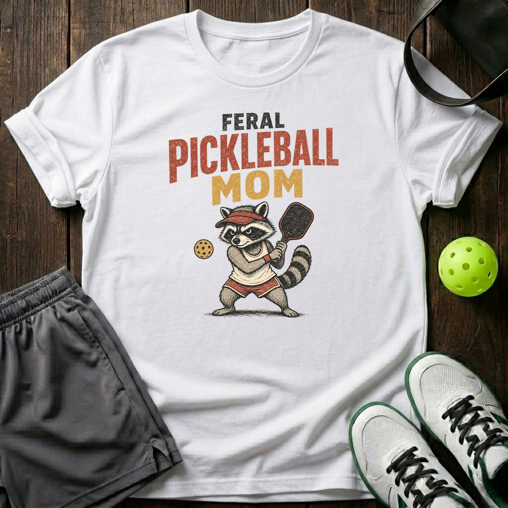 Feral Pickleball Mom T-Shirt — White