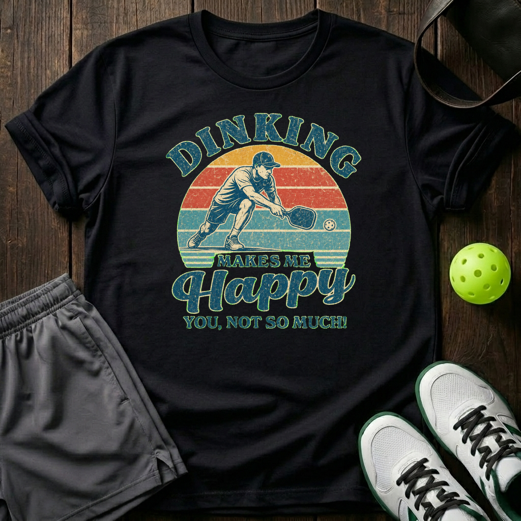 Dinking Make Me Happy T-Shirt — Black