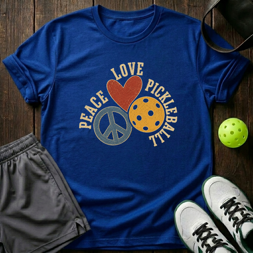 Peace Love Pickleball T-Shirt — Royal