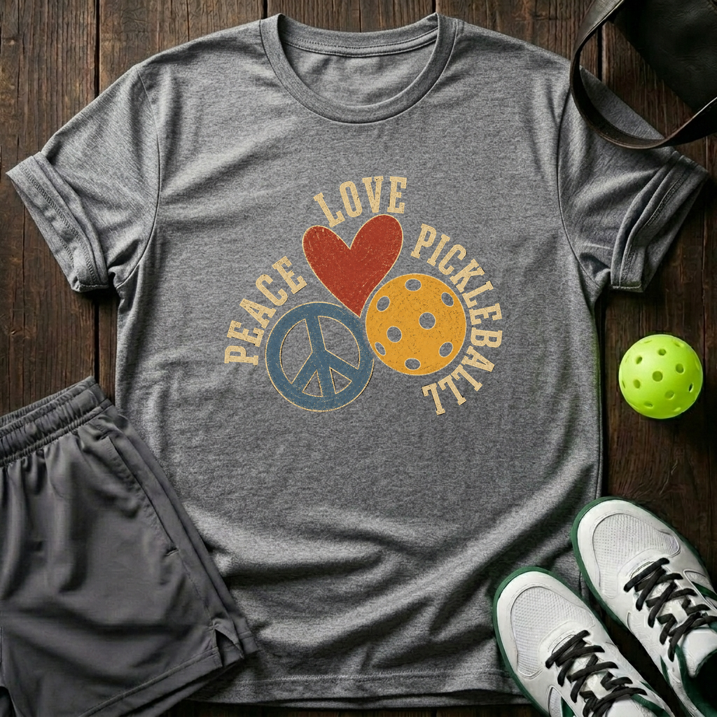 Peace Love Pickleball T-Shirt — Sport Grey