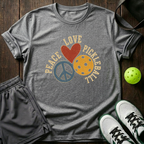 Peace Love Pickleball T-Shirt — Sport Grey