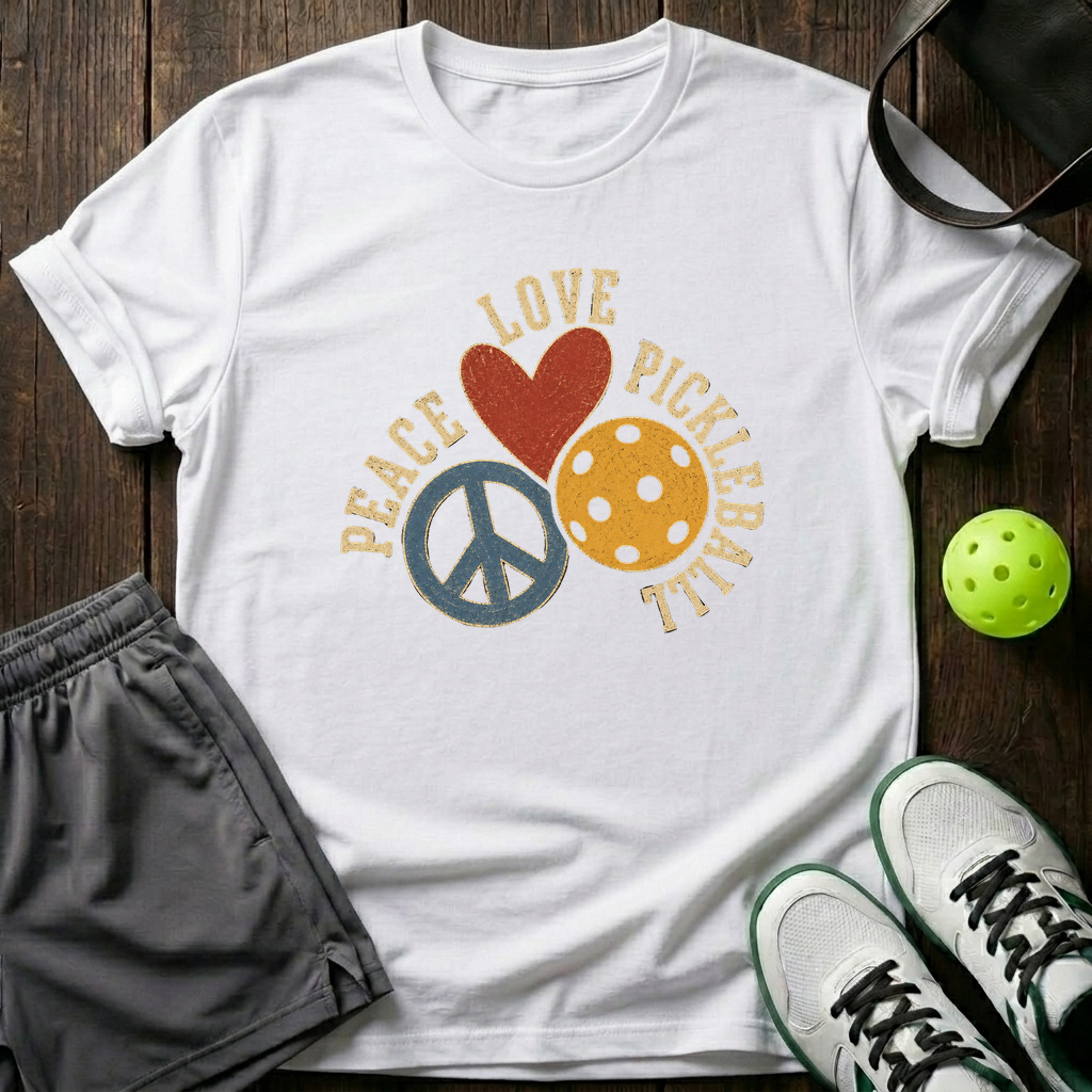 Peace Love Pickleball T-Shirt — White
