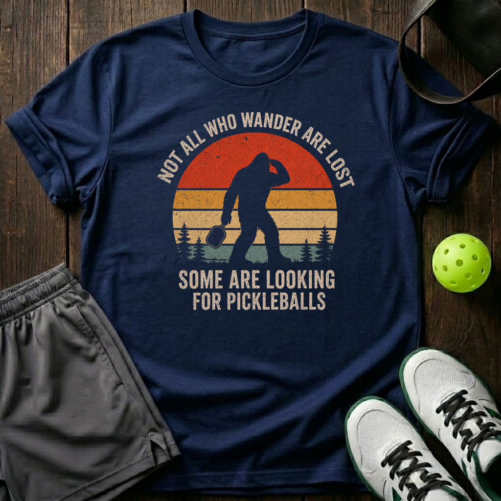 Not All Who Wander Are Lost Some Are Looking For Pickleballs T-Shirt — Navy