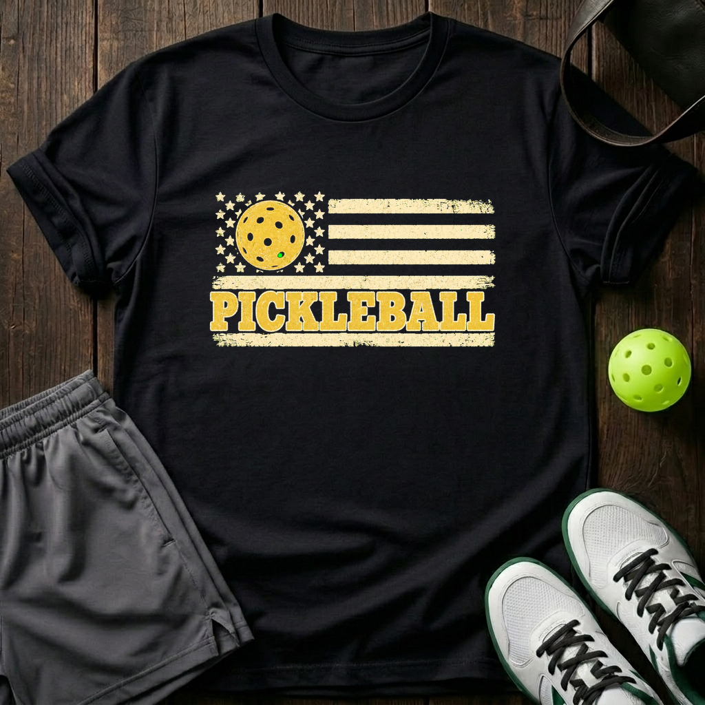 Pickleball Flag T-Shirt — Black