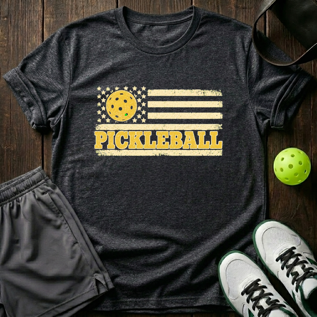 Pickleball Flag T-Shirt — Dark Heather