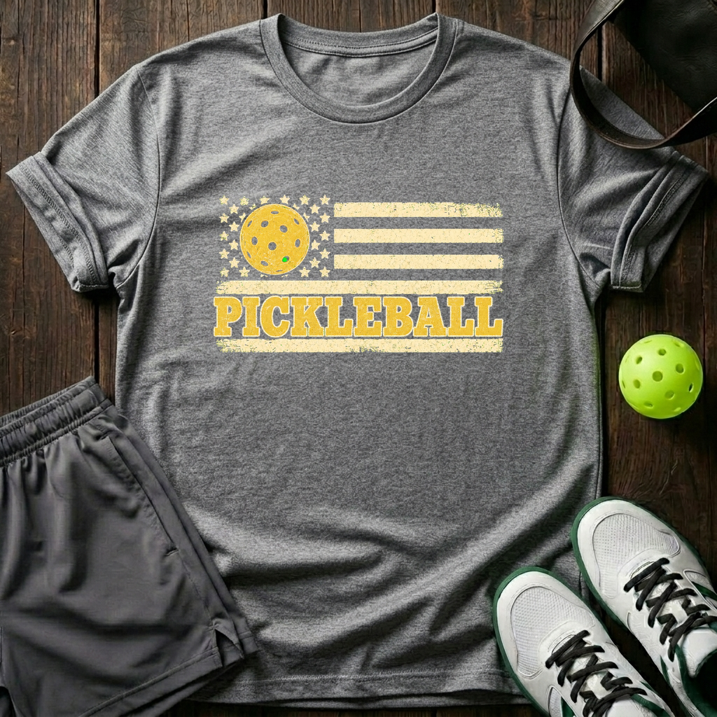 Pickleball Flag T-Shirt — Sport Grey