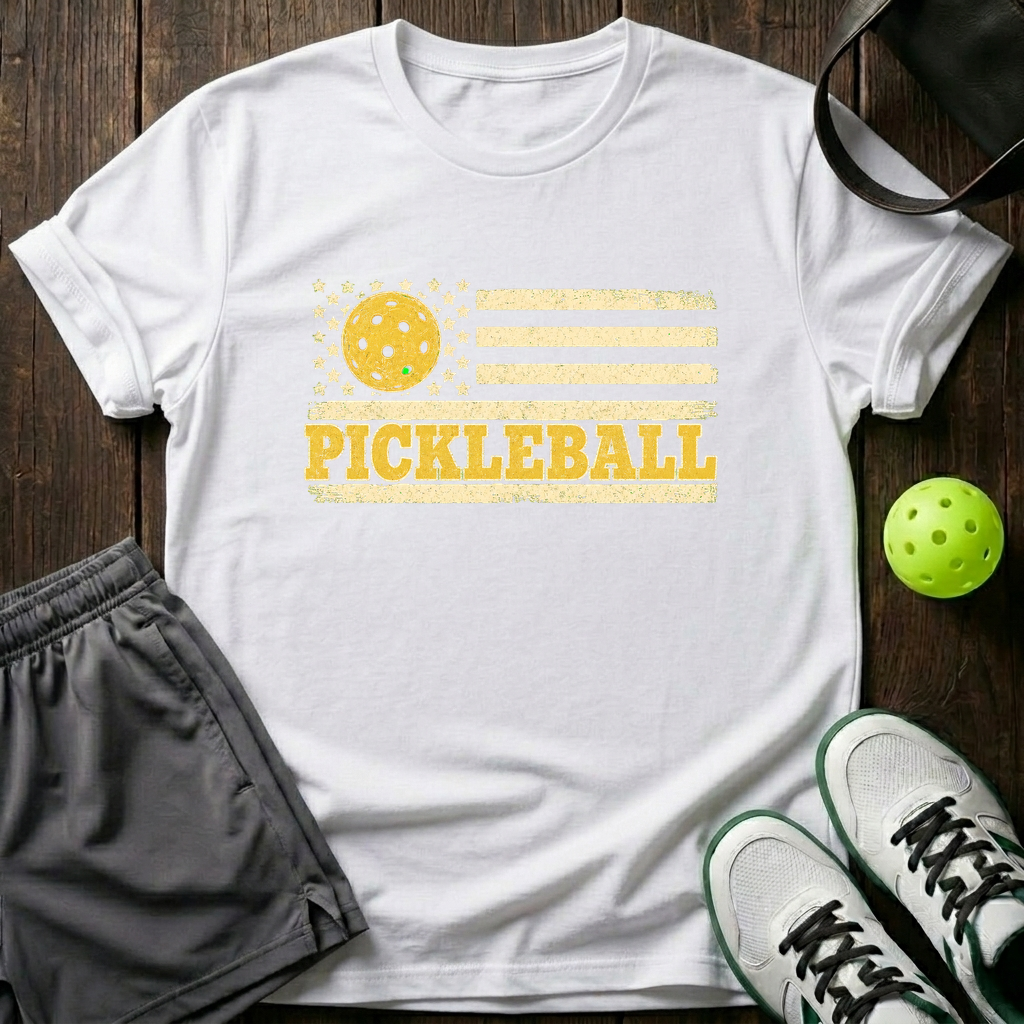Pickleball Flag T-Shirt — White
