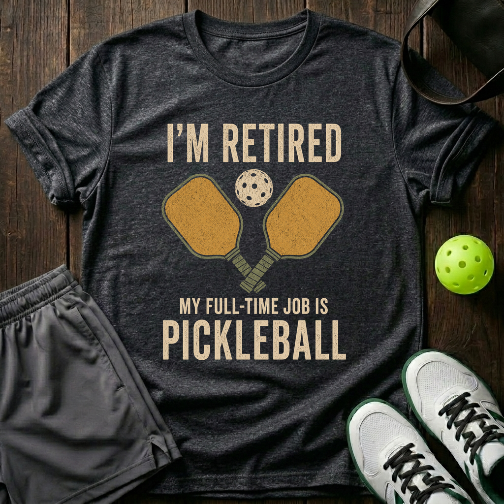 I M Retired My Full Time Job Is Pickleball T-Shirt — Dark Heather