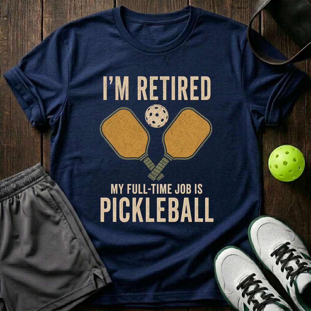 I M Retired My Full Time Job Is Pickleball T-Shirt — Navy