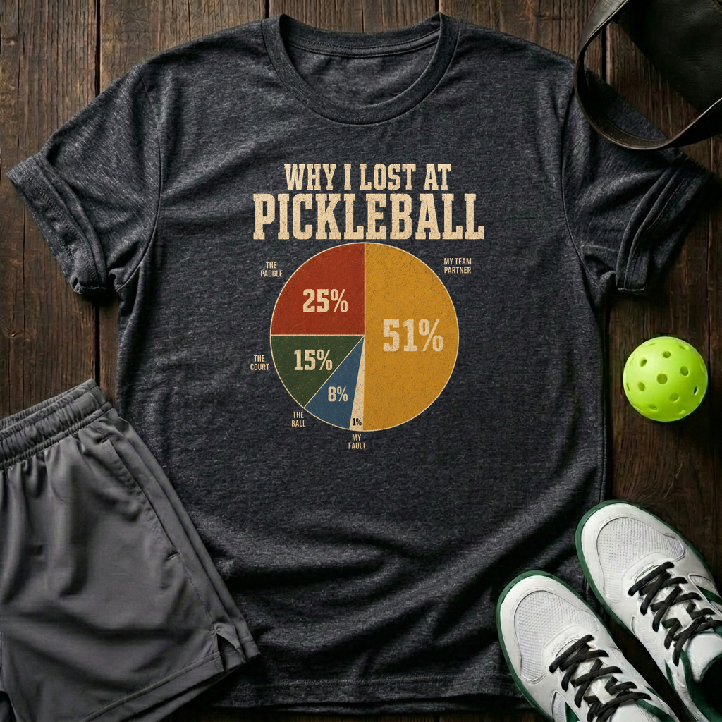 Why I Lost At Pickleball T-Shirt — Dark Heather