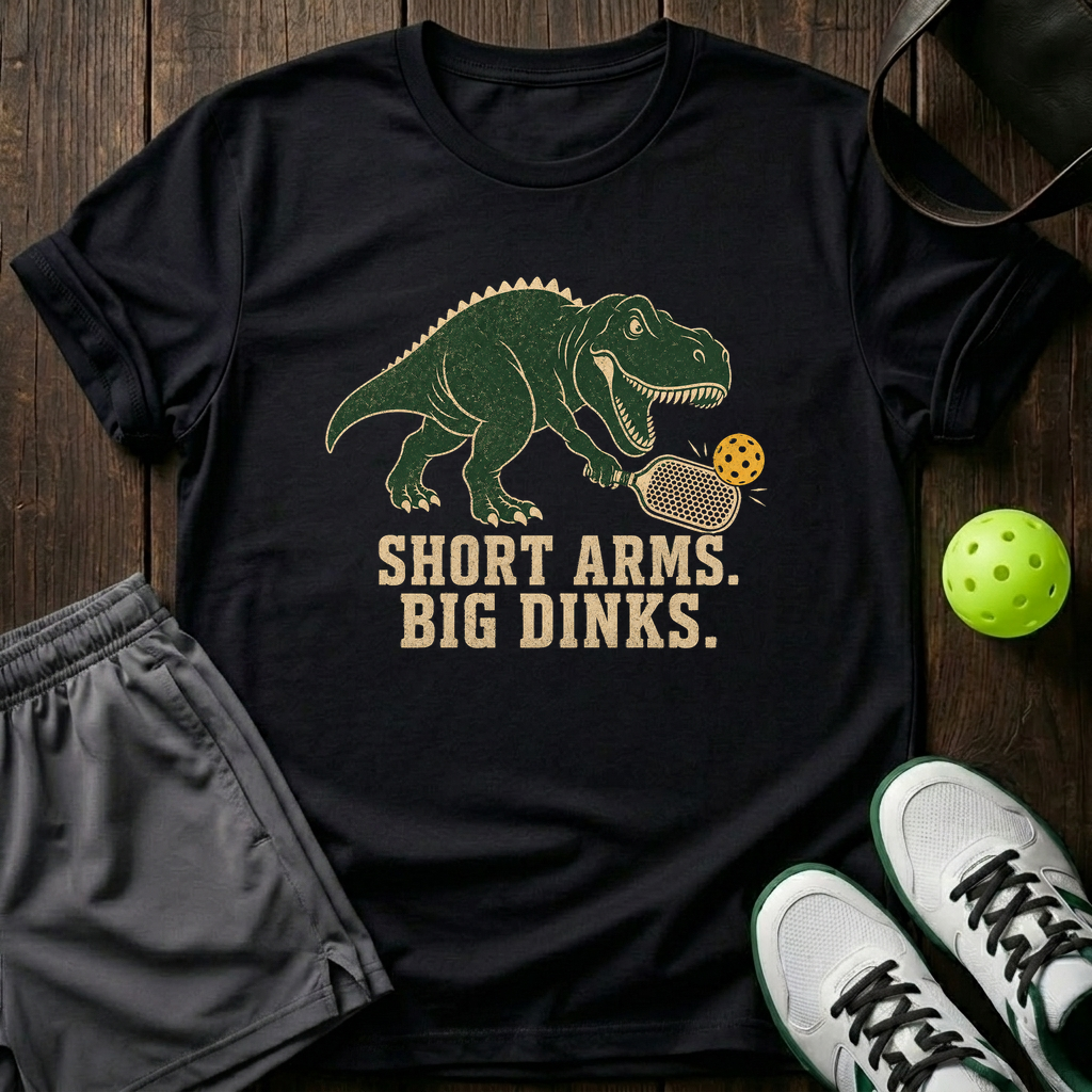 T Rex Short Arms Big Dinks T-Shirt — Black