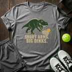 T Rex Short Arms Big Dinks T-Shirt — Sport Grey