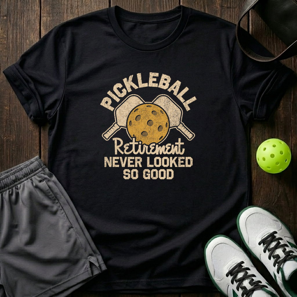 Pickleball Retirement Never Looked So Good T-Shirt — Black