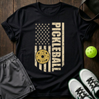 Vintage Patriot Pickleball T-Shirt — Black