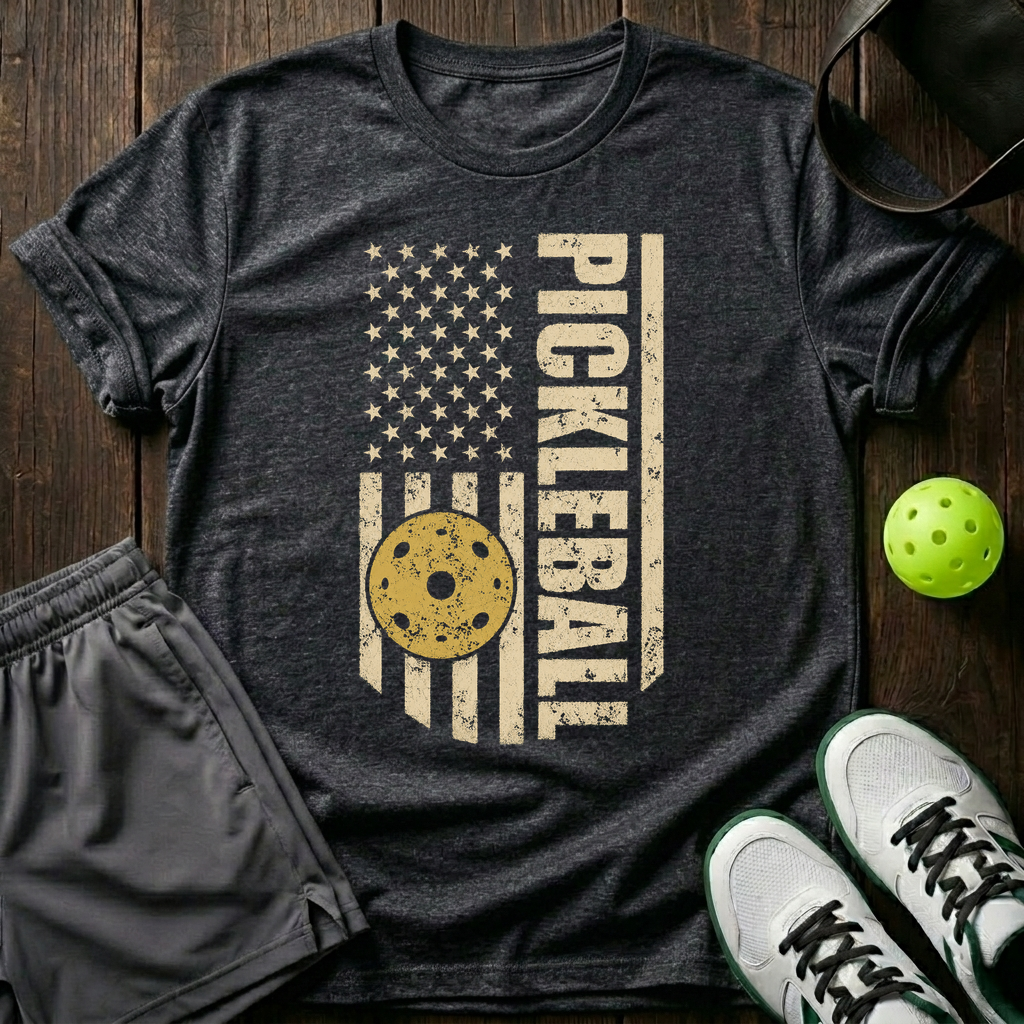 Vintage Patriot Pickleball T-Shirt — Dark Heather