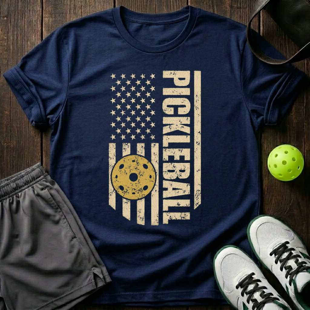 Vintage Patriot Pickleball T-Shirt — Navy