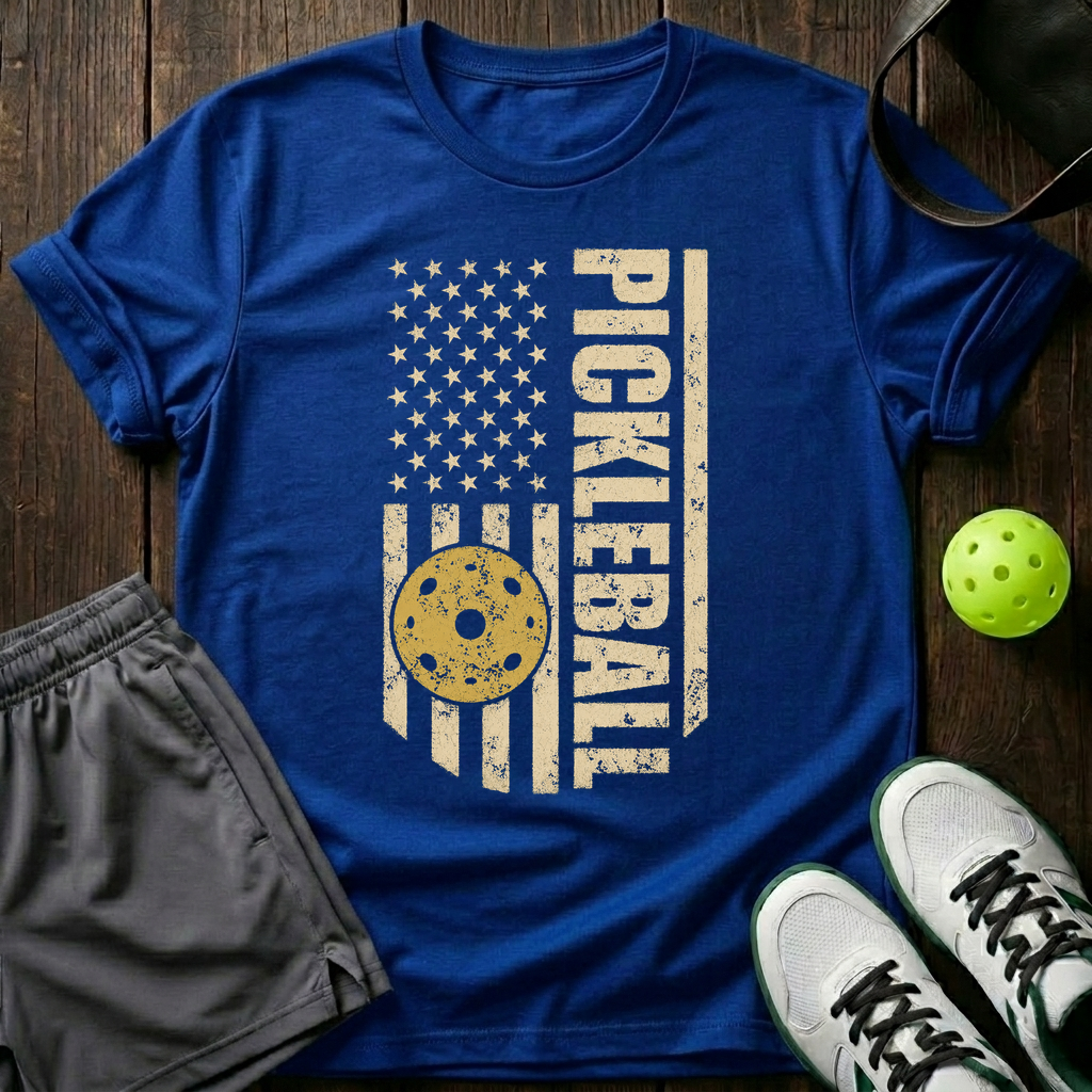 Vintage Patriot Pickleball T-Shirt — Royal