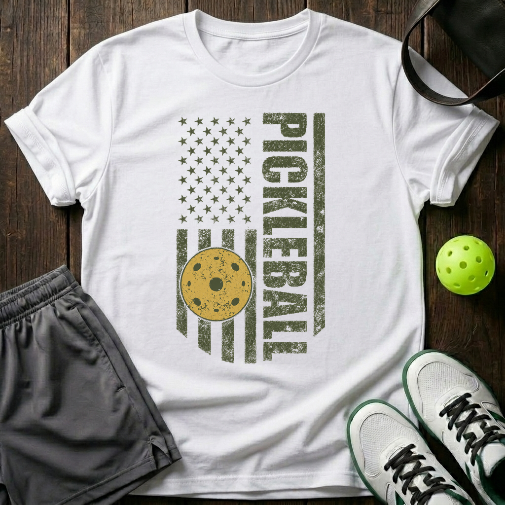 Vintage Patriot Pickleball T-Shirt — White