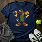 Uncle Sam Cartoon Pickle Mascot T-Shirt — Navy